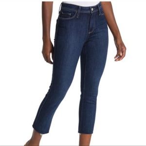 Paige Hoxton Slim Crop Raw Hem Jeans in Amber Wash